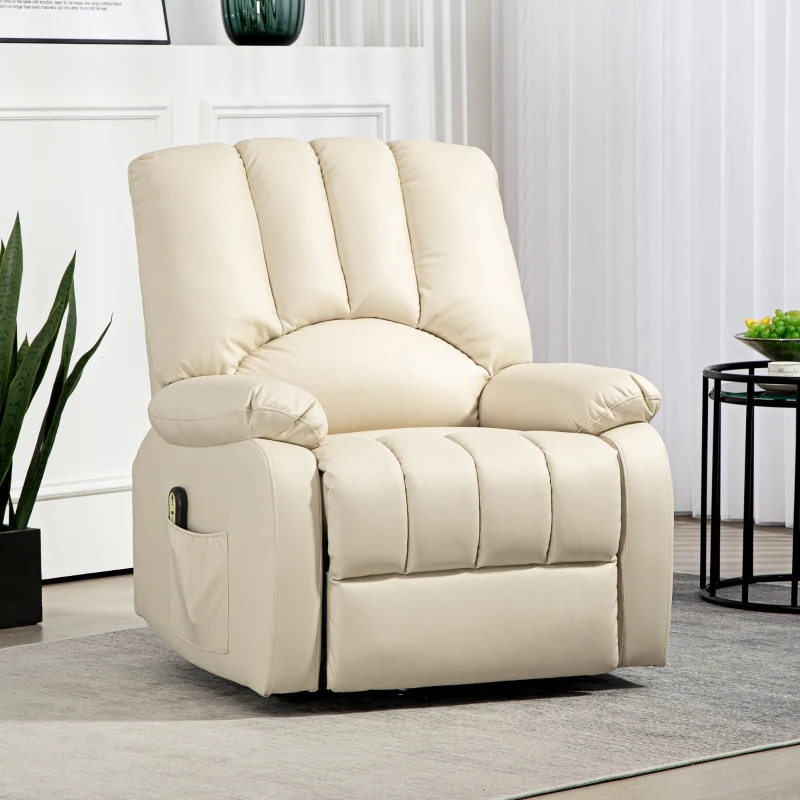 HOMCOM Fauteuil relax inclinable électrique releveur avec repose-pied et télécommande 86 x 92 x 102 cm Beige