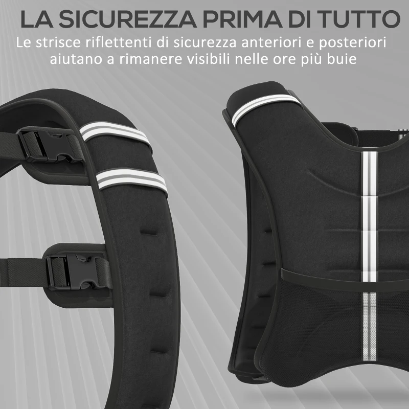 HOMCOM Giubbotto Zavorrato 8kg Traspirante con Tasca Portaoggetti e Spallacci, in tessuto Oxford, 40x35 cm, Nero