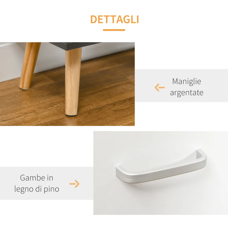 HOMCOM Scarpiera Salvaspazio per 8 Paia di Scarpe con 2 Ante e Armadietto, 80x25.5x112.5cm, Grigio e Bianco