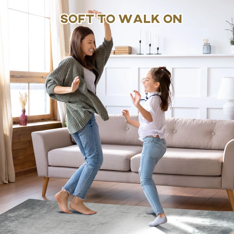 HOMCOM Grey Rug, Modern Render Area Rugs, Large Carpet for Living Room, Bedroom, Dining Room, 150 x 80cm