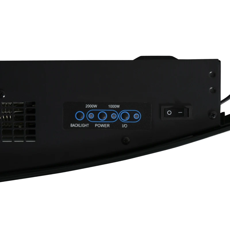 HOMCOM Cheminée électrique Murale éclairages latéraux LED Design Avant-gardiste Affichage LED avec télécommande et minuterie 1000/2000 W luminosité réglable Noir