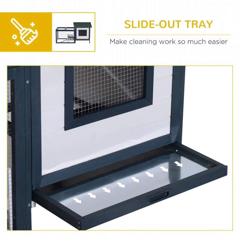 PawHut Wooden Rabbit Hutch Small Pet House Guinea Pig Hen Chicken Coop Poultry Wood Cage Pen w/ Run Fence Ramp