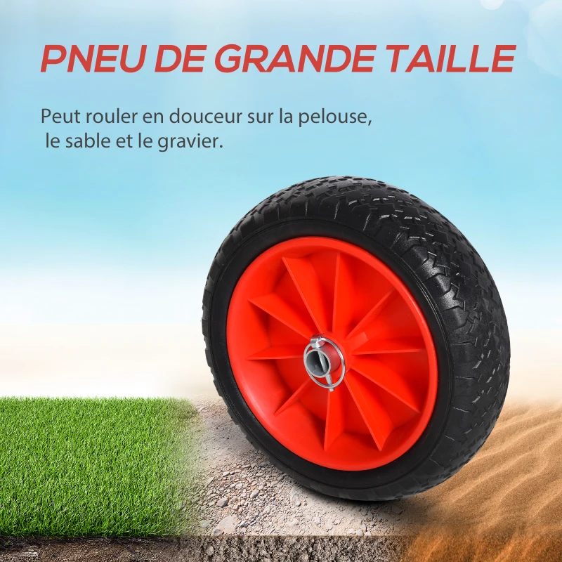 HOMCOM Chariot de surf pliable chariot de transport chariot de canoë cadre en aluminium dim. 64L x 55l x 38,5H noir et rouge