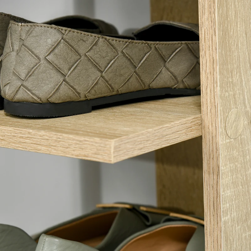 HOMCOM Mobile Scarpiera per Ingresso in Legno, Scaffale per 6 Scarpe con Ripiano Porta Oggetti, 32x30x104cm, Rovere