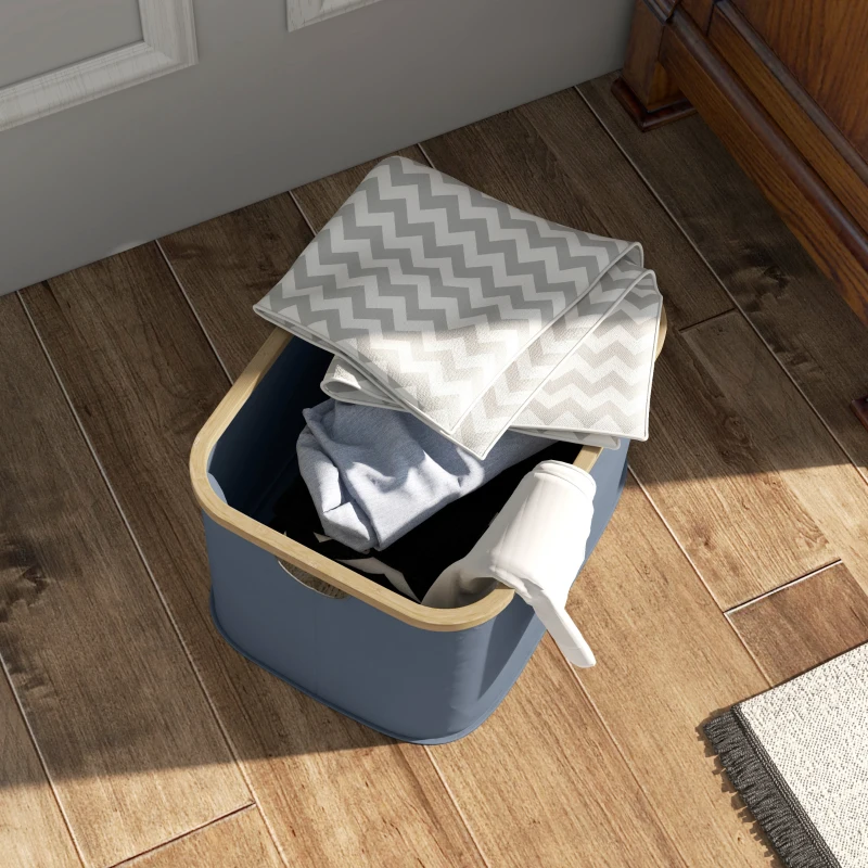 HOMCOM Cesto de la Ropa Sucia Plegable 36 L con Asas para Baño Dormitorio Lavadero 44,3x33,3x26,5 cm Gris