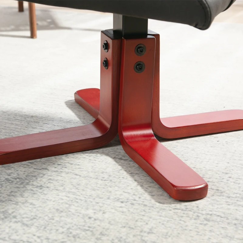 HOMCOM Faux Microfibre Leather Manual Recliner and Footstool Set - Black