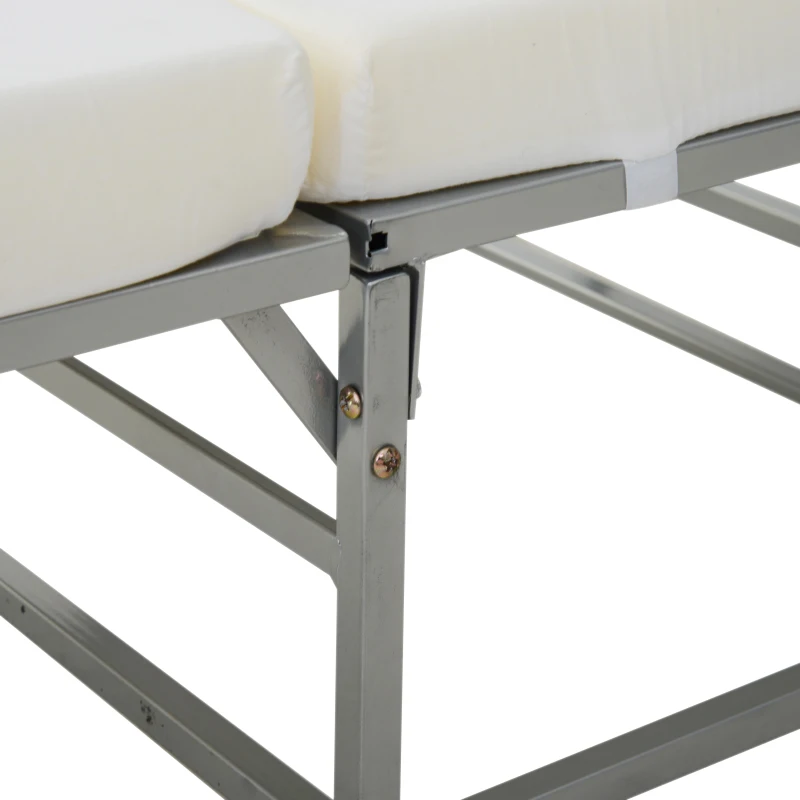 HOMCOM Divano Letto Design 2-in-1 Pieghevole 3 Cuscini Imbottiti Pelle, Cotone, Ferro, Spugna Grigio 192x69x37cm Max:150kg