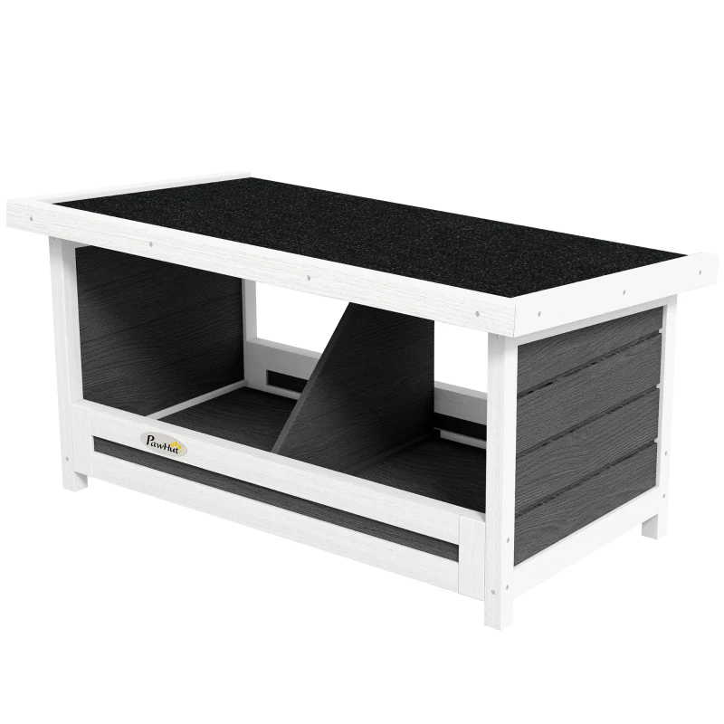PawHut Nido per Galline a 2 Aree con Base Rialzata e Tetto, in Legno e Bitume, 66x37x34 cm, Grigio Bianco e Nero