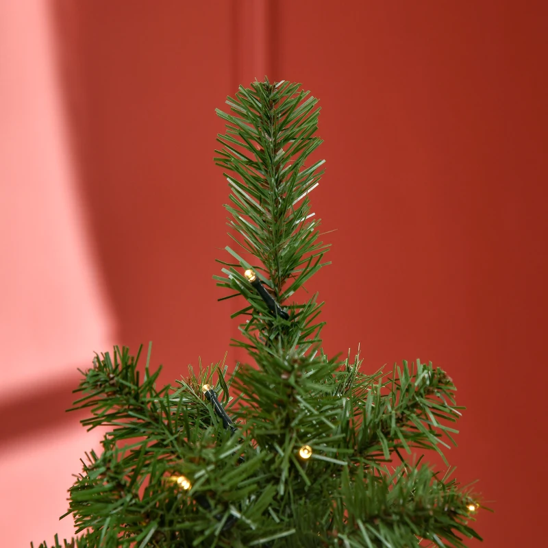 HOMCOM Albero di Natale Artificiale da 120cm con 60 Luci LED e 140 Rami per Interni, Verde