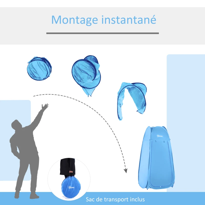 Outsunny Tente de douche pop-up tente de toilette pliable et portable anti-UV sac de transport inclus pour plage, pêche, randonnée, bain, l'extérieur, bleu