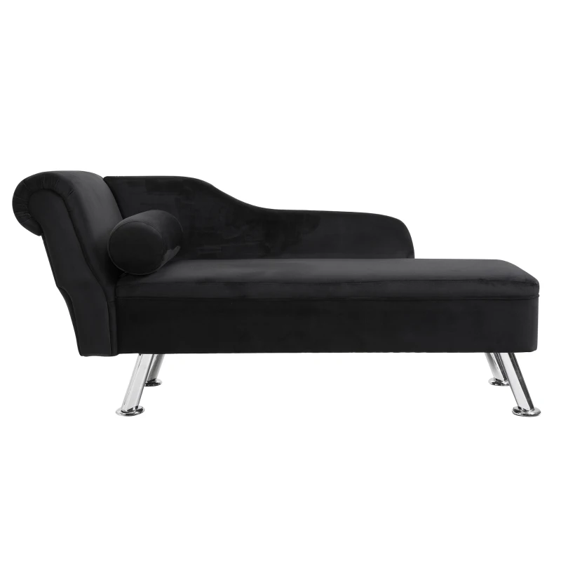 HOMCOM Deluxe Chaise Longue Sofa Bench Armchair Day Bed With Bolster Cushion Decor Black