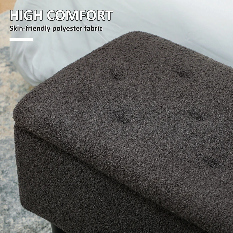 HOMCOM 57L Teddy Fleece Storage Ottoman - Dark Grey
