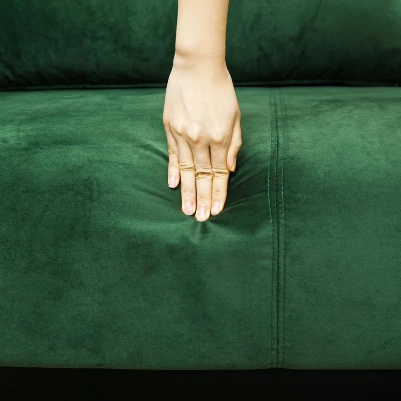 HOMCOM Divano 3 Posti Moderno con Cuscini Imbottiti, Gambe in Acciaio e Tessuto Vellutato, 200x88x76 cm, Verde