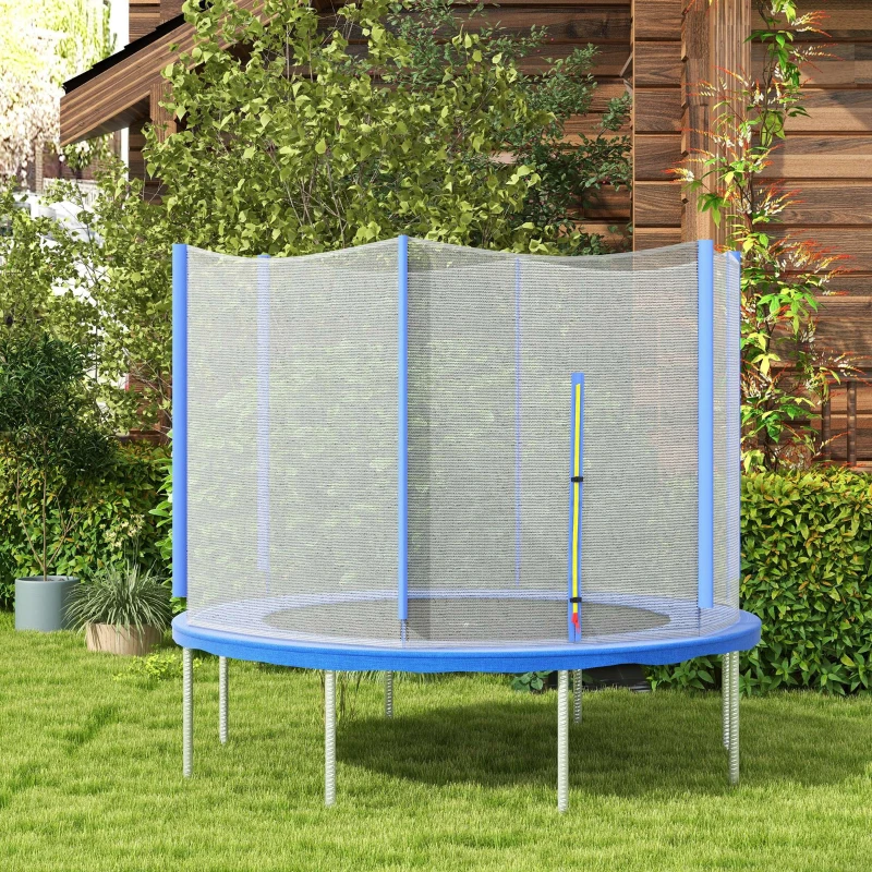 SPORTNOW 8ft Trampoline Net Replacement with 6 Plastic Pole Covers, Weather-Resistant Trampoline Netting Replacement with Zipped Entrance, Poles Not Included, Blue