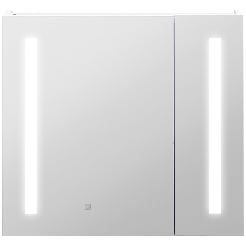 Illuminated Bathroom Mirror Cabinet 650 x 700Hmm LED Bathroom Mirror with Lights Touch Switch, Adjustable Shelf,  USB Charge, White