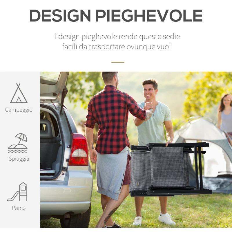 Outsunny Sdraio da Giardino Zero Gravity Set 2 Pz, Regolabile su 9 Livelli, con Cuscini, 65x70x111cm, Grigio