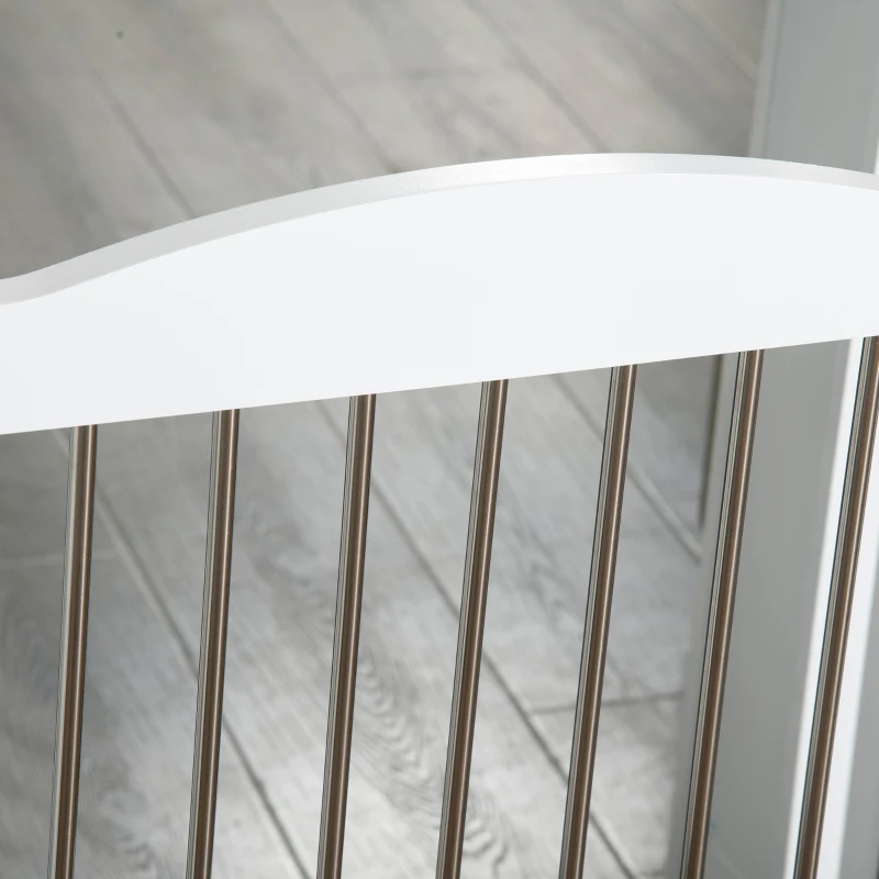 PawHut Barrera de Seguridad para Perros para Escaleras y Puertas Diseño Plegable y Pies de Apoyo 154x30x80 cm Blanco