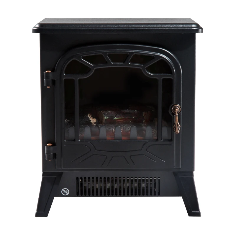 HOMCOM Calentador de Chimenea con Efecto de Llama Termostato y Protección contra Sobrecalentamiento 36x25,5x41,5cm Negro
