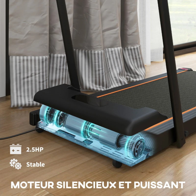 SPORTNOW Tapis de marche électrique pliable vitesse jusqu'à 6 km/h puissance 2,5 CV écran LED télécommande acier noir