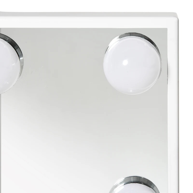 HOMCOM Miroir Maquillage Hollywood Lumineux LED Tactile - 3 Modes éclairage, inclinable, Adaptateur - métal Blanc Verre