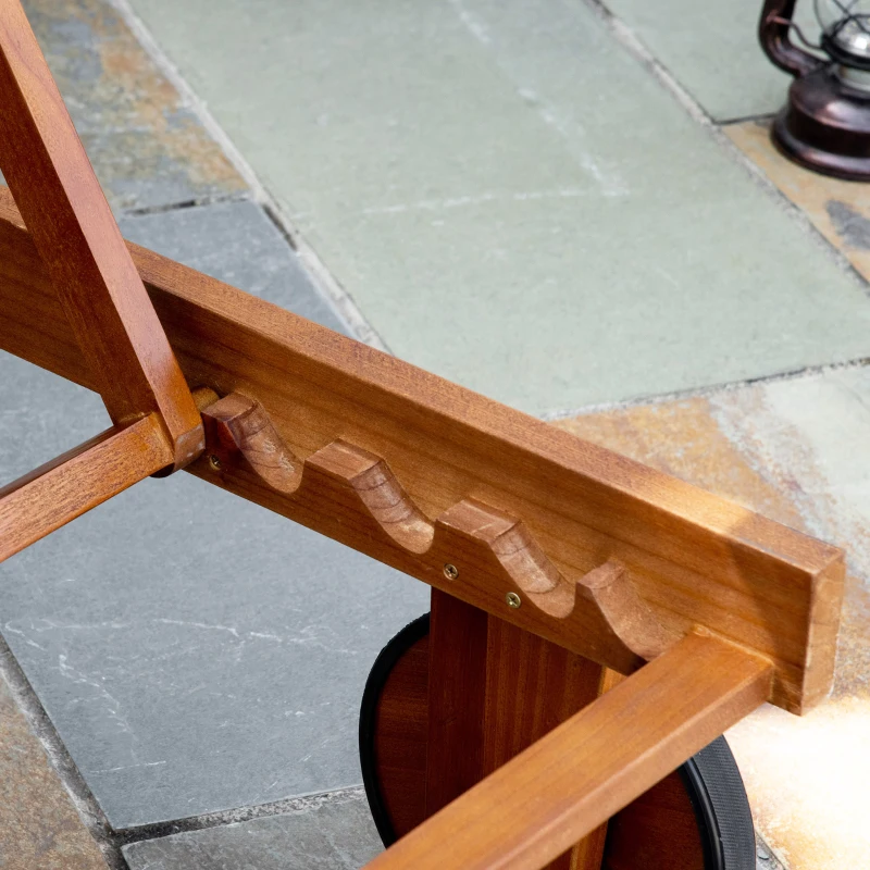 Outsunny Bain de Soleil transat Design Colonial Dossier inclinable 2 Positions roulettes dim. 198L x 60l x 68/87H cm Tissu textilène Blanc Bois Acacia