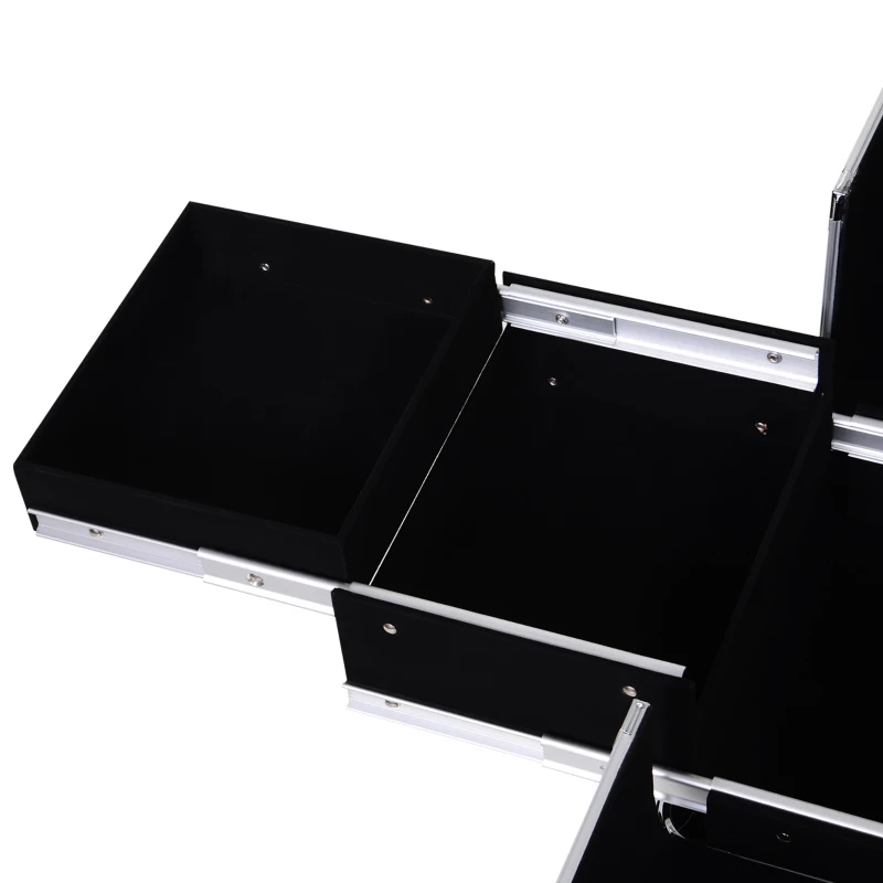 HOMCOM Maletín de Maquillaje Profesional con Cajón Maleta de Maquillaje con Ruedas para Viaje Trabajo 34x25x62 cm Negro