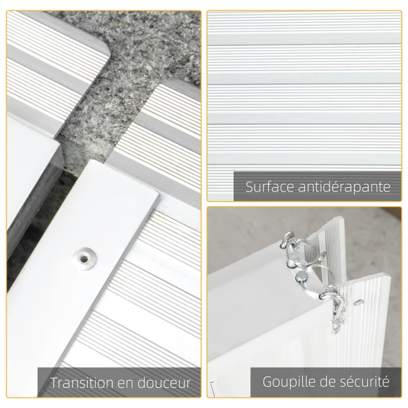 HOMCOM Rampe de chargement rampe d'accès pour fauteuil roulant pliable antidérapante capacité de chargement 270 kg