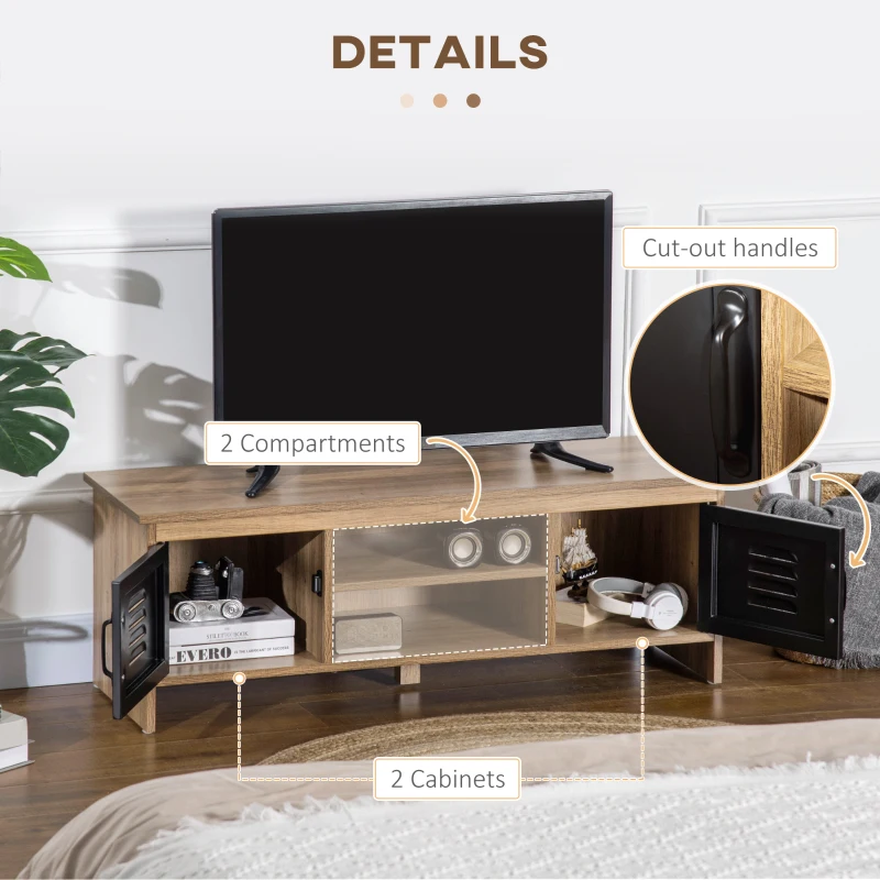 HOMCOM TV Stand Cabinet, TV Unit for TVs up to 42 Inches, Entertainment Centre with 2 Drawers and 2 Storage Compartment, Cable Managment, for Living Room, Black