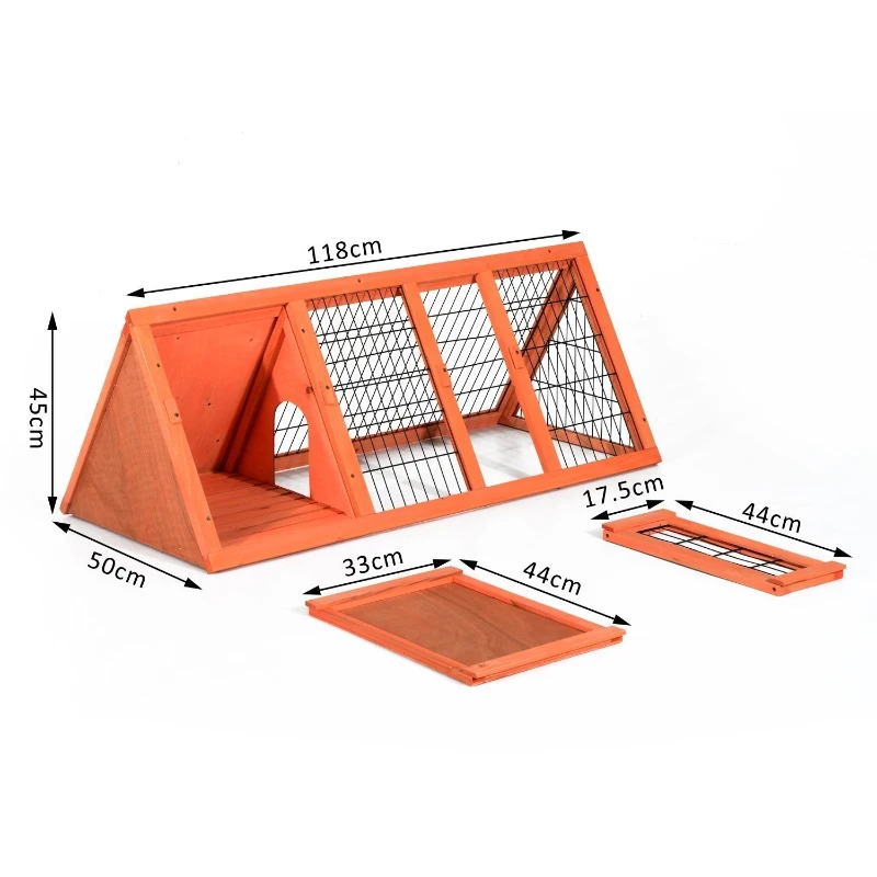 PawHut Jaula Conejo Conejera de Exterior con Buena Ventilación 2 Tablas Protección de Lluvia y Calor del Sol Ligero Madera de Abeto Estable Duradera Metal 118x50x45 cm