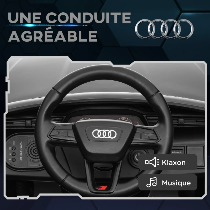AIYAPLAY Voiture électrique pour enfants Licence Audi Q8 e-tron Sportback 12V télécommande, phares, musique, klaxon, 3-4 ans Gris(m-6)