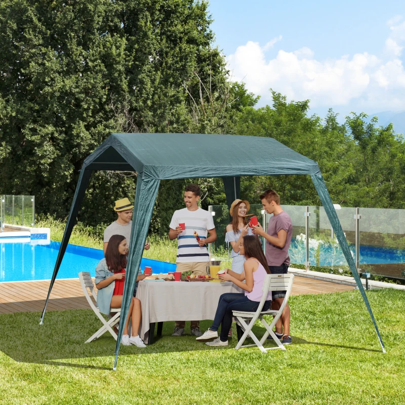 Outsunny Carpa Desmontable Carpa Pabellón de Jardín de Tubo de Acero Carpa Plegable para Camping 330x240x215 cm Pérgola de Color Verde