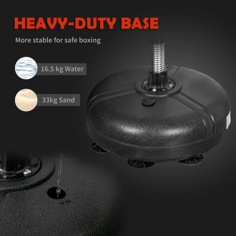 HOMCOM Punching Bag with Stand, 133-151cm Adjustable Height, for Teens, Red/Black