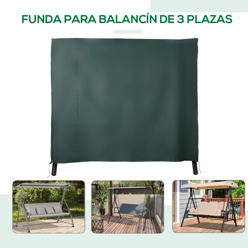 Outsunny Funda para Balancín de Jardín con Cremallera Cubierta para Muebles de Exterior 177x114x152cm Verde Oscuro