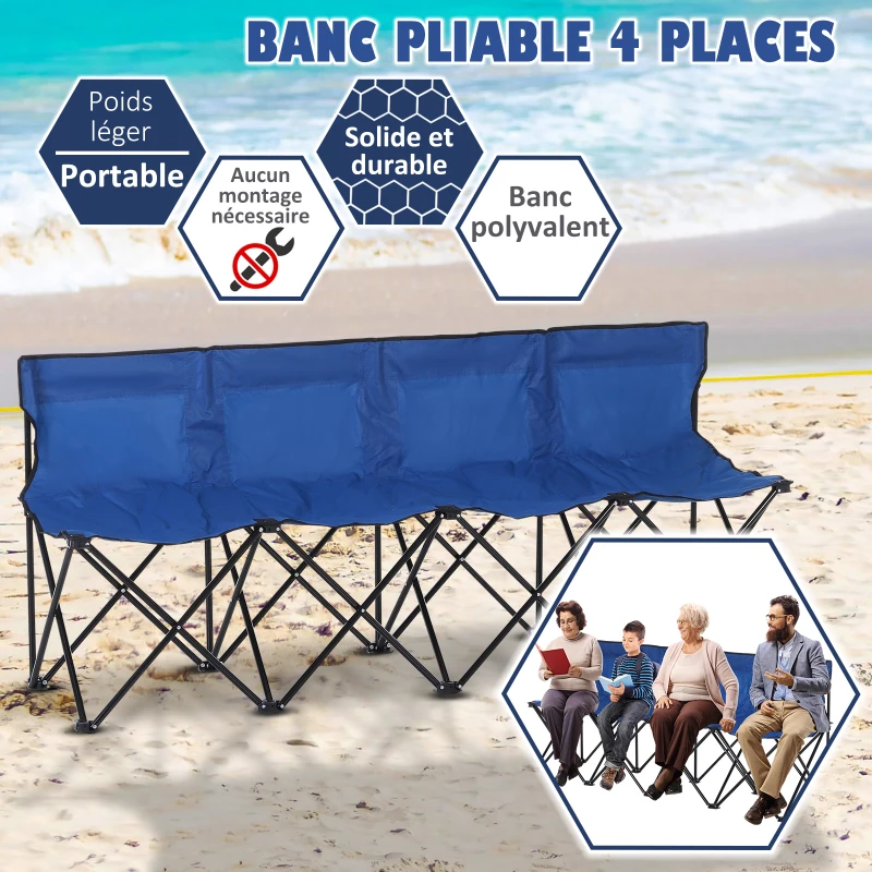 Banc de camping jardin 4 personnes pliable