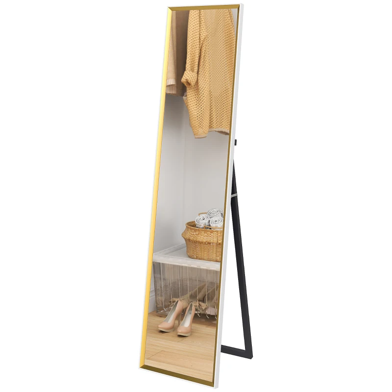 HOMCOM 157 x 37cm Elegant Full-Length Mirror - White/Gold-Tone