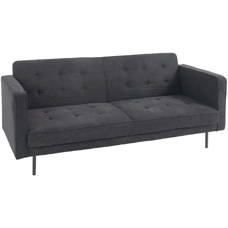 HOMCOM Canapé Convertible 3 Places Style Chesterfield capitonné Dossier inclinable 3 Positions Tissu Gris foncé