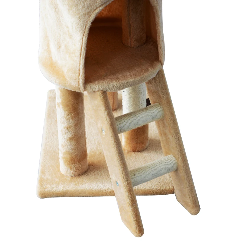 PawHut Arbre à chats multi-équipements griffoirs grattoirs plateformes niche échelle hamac jouets 50L x 35l x 131H cm beige