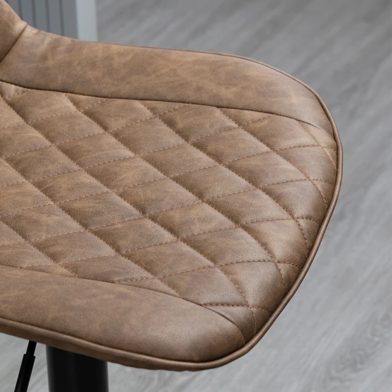 HOMCOM Set 2 Sgabelli da Bar con Altezza Regolabile e Girevoli, Rivestimento in Finta Pelle, Marrone Scuro