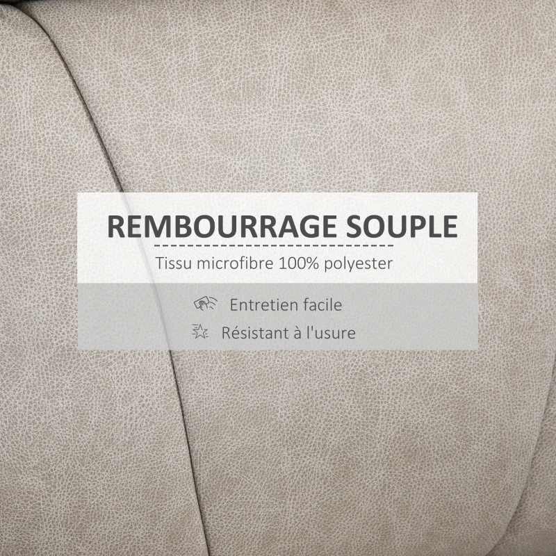 HOMCOM Fauteuil de relaxation inclinable 135° manuellement tissu en microfibre avec repose-pied gris(m-6)