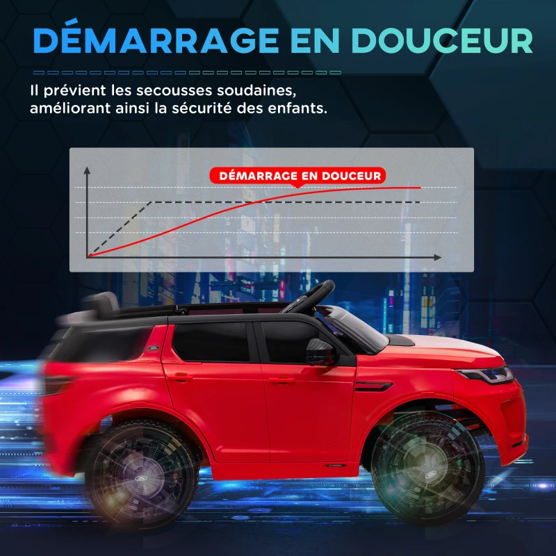 AIYAPLAY Voiture électrique pour enfants Land Rover Discovery Sport, 12V avec télécommande, lumières LED, pour 3-6 ans, rouge(m-6)