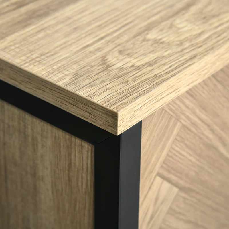 HOMCOM Mueble de TV para Televisores de hasta 50" Mesa de Salón Moderna con Armario 2 Compartimentos Estante Ajustable y Patas de Metal 120x40x46 cm Color Madera Natural