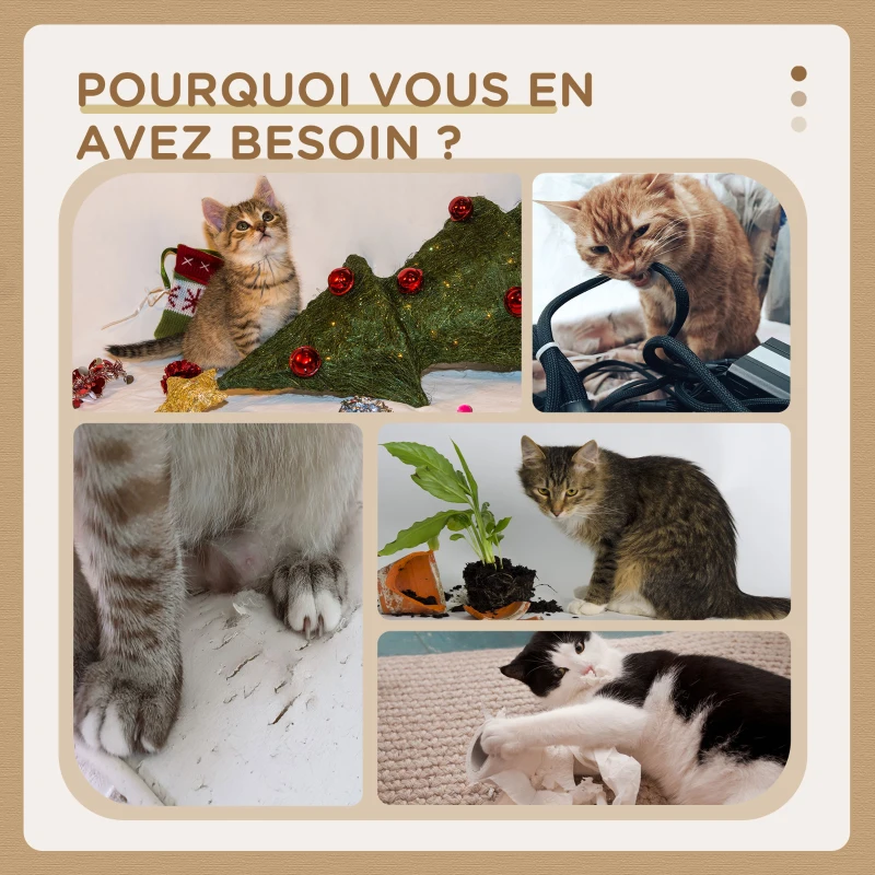 PawHut Arbre à chats griffoir sisal naturel 1 niche panier pompon peluche jacinthe d'eau 45 x 40 x 74 cm beige