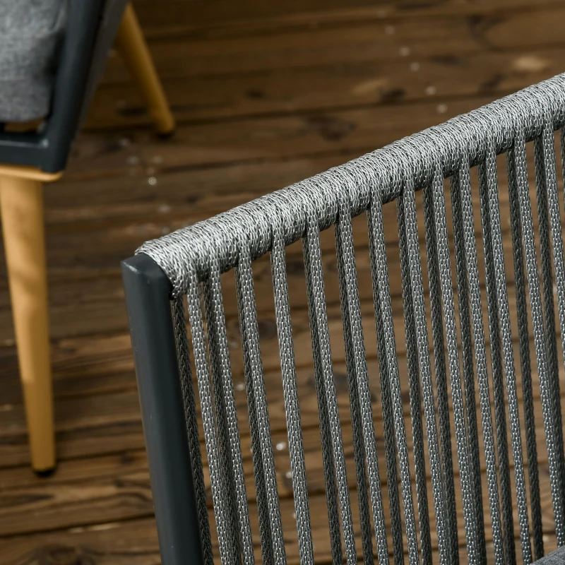 Outsunny Salon de Jardin en résine tressée 4 places avec 1 canapé 2 fauteuils et 1 table basse 7 coussins inclus gris