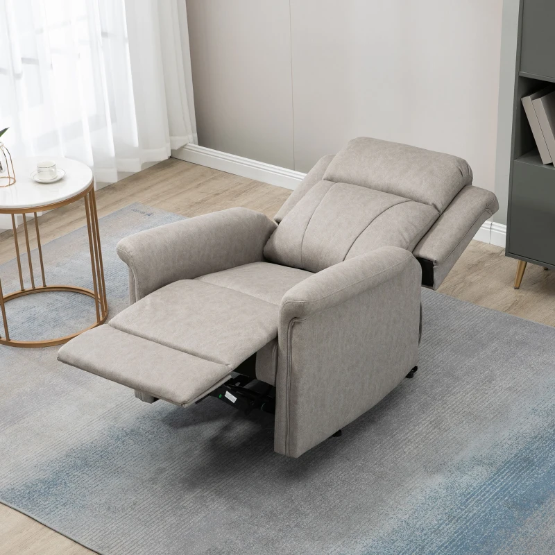 HOMCOM Fauteuil de relaxation inclinable 135° manuellement tissu en microfibre avec repose-pied gris(m-10)