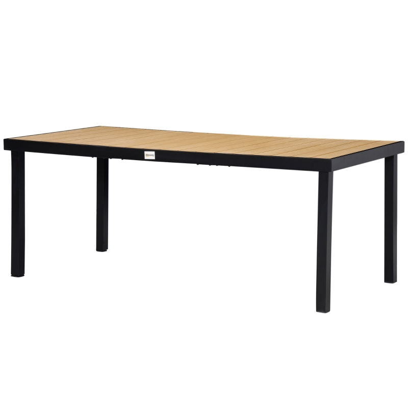 Outsunny Table de jardin rectangulaire pour 8 personnes en aluminium table de salle à manger extétieur plateau PE à lattes