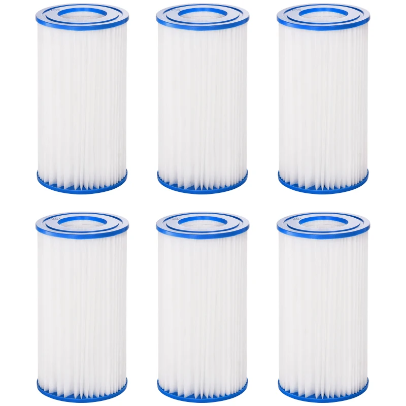 Outsunny Lot de 6 filtres pour pompe de filtration épurateur à cartouches pour piscine et spa blanc