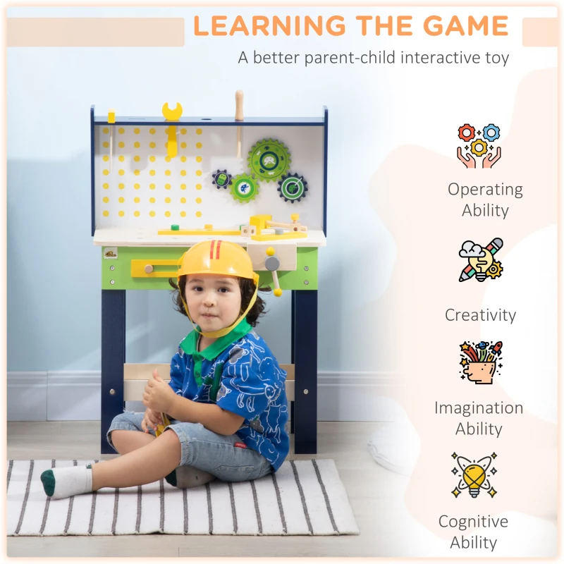 HOMCOM Kids Workbench Playset, with 31 Pieces, for Ages 3-6 Years