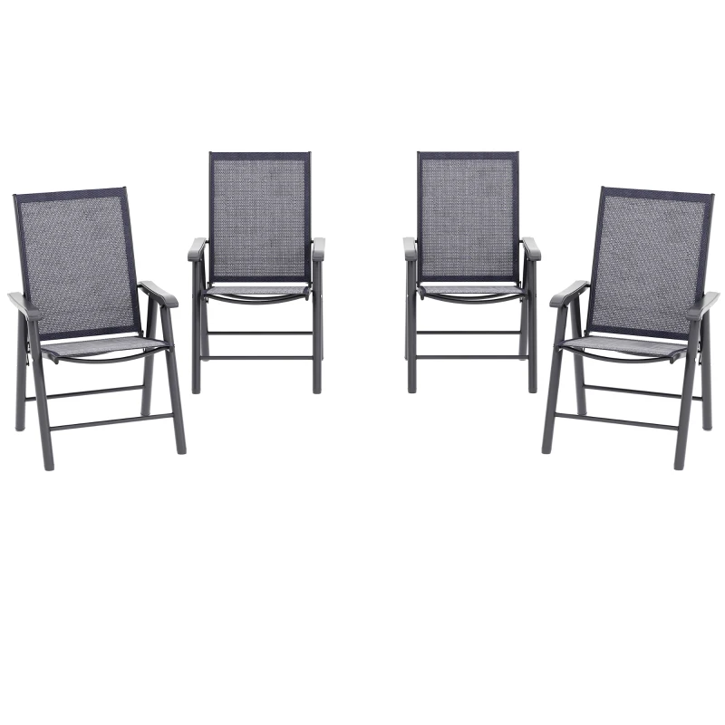 Outsunny Set of Four Folding Garden Chairs - Charcoal Grey