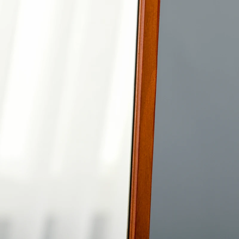 HOMCOM Grand miroir pleine longueur rectangulaire, 37 x 160 cm - miroir sur pied ou mural - pour chambre à coucher, salon et dressing, noyer clair