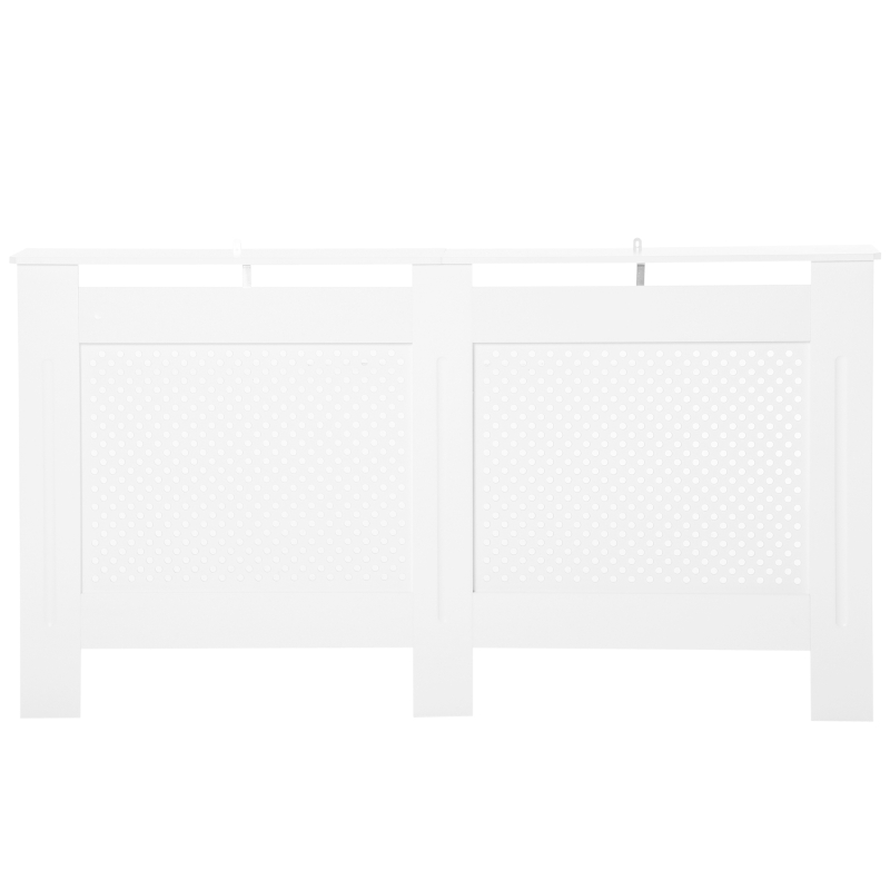 HOMCOM Wooden Radiator Cover Heating Cabinet Modern Home Furniture Grill Style White Painted (Large)